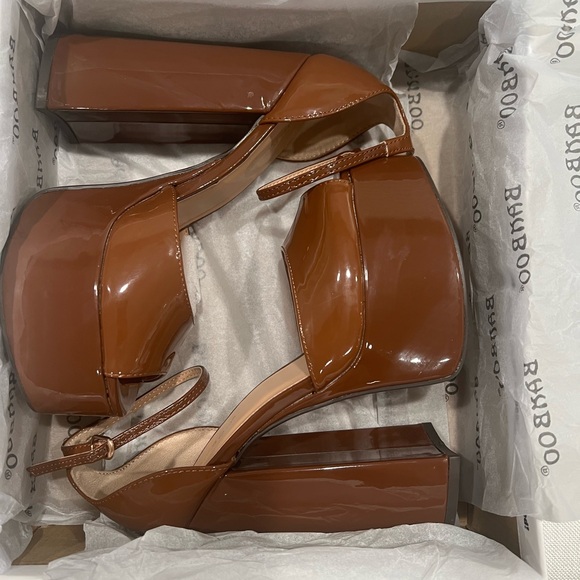 Dolls Kill Brown Platform Shoes with Chunky Heel and Ankle Strap - Picture 4 of 4